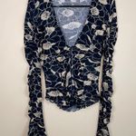 Free People Women’s Through the Meadow Floral Ruched Hook-Closures Ruffle Blouse Photo 0