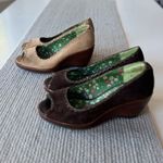 Vintage 90s Y2K Rampage Laurie Tan Brown Suede Peep Toe Wedges Sandals Shoes 7 Photo 14