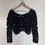 Maeve Anthropologie Black Crochet Sweater One Size Boho Coastal Cowgirl NWT Photo 0