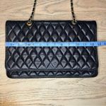 Vintage Jeunesse Quilted Black Leather Purse Clutch Gold Chain Strap Photo 6