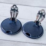 Vintage Clip On Earrings Navy Blue Retro Circle 1" Photo 3