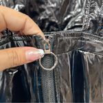 Hot Topic  Shiny Black faux leather Pinafore skirt w/pockets adjustable straps xs Photo 7