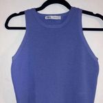ZARA  Blue Ribbed Knit Crop Tank Top – Size Medium  Photo 1
