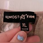 Almost Famous  Beige Tie-Hem Ruched Lace Short Sleeve V-Neck Crop Top Photo 2