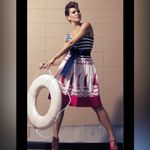 DKNY Coastal Pinup Retro Nautical Striped Sailboat Dress Rockabilly Size 12 L Photo 8