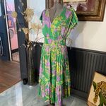 Current Air Sereia Botanical Motif Midi Dress Green Purple Floral - Sz S ๐งก๐ Photo 3