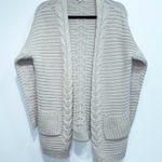Bariano Baciano Cream Braided Chunky Knit Open Cardigan Size XL Photo 0