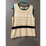 Designer Originals Tan White Striped Knit Tank Top Size Medium Photo 1