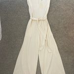 Max Studio Crème Jumpsuit With Waist Tie Photo 1