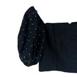 C/MEO COLLECTIVE C/MEO Crop Top Womens XS Black Rhinestone Studded Puff Sleeve Textured Coquette Photo 3