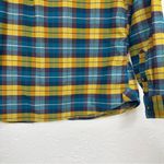 LL Bean Yellow Blue Plaid Button Down Shirt Womens L Casual Classic Flannel Fall Size L Photo 8