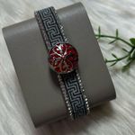 Snap button red enamel faceted rhinestones bracelet Photo 1