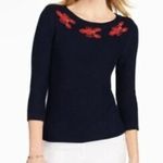 Talbots  Beaded Lobster Sweater Petite Small? Navy Beach Maine Islands Cr… Photo 0