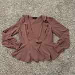 Lulus  mauve long-sleeve v-neck wrap front top size S NWT Photo 4