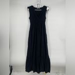 Black Maxi Dress Tiered Smocked Faux Wrap Size Large Ostoo‎ Photo 1