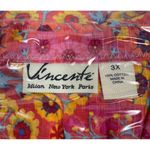 Vincente Milan NY Blouse Boho Floral Festival Top‎ Pink Yellow Orange Cotton 3X Size undefined Photo 5