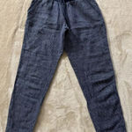 Athleta Womens Pants Pull On Jogger Linen Bali‎ Cropped Navy Stripe Cotton Sz 0 Photo 0