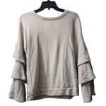 Penelope Project Ruffle Sleeve Sweatshirt Keyhole Back Casual Top L Tan Size L Photo 0