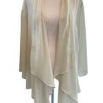 Soft Surroundings  Open Front White Floral Draped Cardigan Large Lightweight Photo 0
