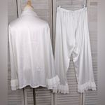 SheIn Women's White Satin Pajama Set with Ruffle Cuffs and Hem-XL Photo 1