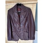Vintage 60s 70s 80s TFC Maroon Burgundy Wine 100% Leather Button Up Coat Jacket Purple Size 12 Photo 3