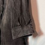 Black Denim Look Mini Dress Embellished Beaded Button Front Lace Size Medium Photo 3