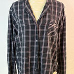 Victoria's Secret The Dreamer Black and Pink Plaid Flannel Sleep Shirt Medium Photo 0