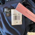 AQUA Sequined Long Sleeve V-Neck Sparkly Evening Gown Navy Blue Size 4 Dress Photo 9