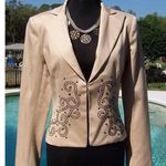 Cache Metal Stud Embellished Lined Top Jacket Lined Sand Beige NWT $188 Photo 4