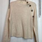 Neely Women’s Oatmeal Ribbed Mock neck Sweater Chunky Shoulder Buttons Size M Size M Photo 0