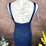Aidan Mattox Beaded Lace Cocktail Dress Dark Navy Blue 2 Photo 9