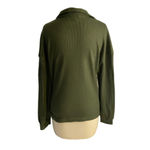 SheIn Cozy Waffle Knit Henley Pullover  XS Army Green Photo 4