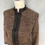 Kate Hill  Women's Brown Wool blend Tweed Jacket 6P Short Leather Trim Photo 4