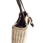 Sonoma Vintage Lifestyle Straw & Fabric Bag Brown Handles Removable Strap NWOT Photo 4