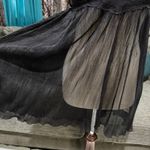 Free People  Intimately Black Boho Lace Trim Pleated Babydoll Slip Dress Top Sz S Photo 2