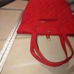 Vera Bradley Large Tall Quilted Red Tote Bag Interior Pockets Colorful Lining Photo 2