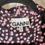 Ganni  Floral Print Wrap Midi Dress Pink Black Dainty Feminine Size 36/Small Photo 5