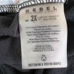 Rebel Womens Blouse Top Shirt Cold Shoulder Abstract Print Black White Pink 2X Photo 8