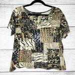 American Vintage Vintage Animal Print Cheetah Leopard Patchwork Print T-Shirt Top Size XL Photo 7