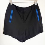 Alexander Wang  Black Flat Front High Rise Blue Trim Sporty Modern Shorts Size 6 Photo 0