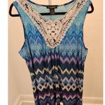 Susan Lawrence  1X Sleeveless Crochet Lace Top Chevron Strip Geometric Top Photo 0