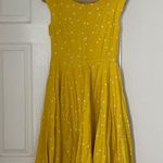 Boden Yellow Polka Dot Swishy Dress Full Skirt Cap Sleeve Tall Size 6 Long L White Photo 5