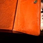 Michael Kors Vintage Cognac Leather Wallet Gold Logo Plate Photo 7