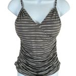 Garnet Hill  Size 8 Bathing Suit Swimsuit Top Tankini Padded Striped Beige White Photo 0