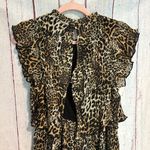 MELLODAY NWT  Animal Print Tiered Mock Neck Pleated Ruffle Dress Photo 8