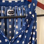 Mud Pie Blue White Geometric Blouse Sleeveless M Photo 4