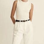 Madewell Crewneck Thong Bodysuit in Sleekhold Ribbed Back Cutout Cream XS NWT Photo 1