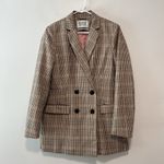 Scotch & Soda  Anthropologie Double-Breasted Brown Plaid Tailored Blazer‎ Large Photo 5