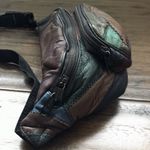 Vintage Leather Patchwork Fanny Pack Belt Bag, Retro, 1980’s Blue Photo 3