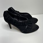 Adrienne Vittadini  Black Suede Ruffle Heels,‎ Women's Size 9 Booties Photo 1